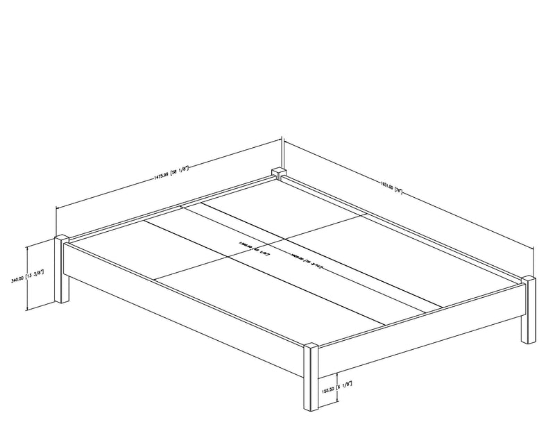 Lit plateforme double 54" Fynn - Chêne gris