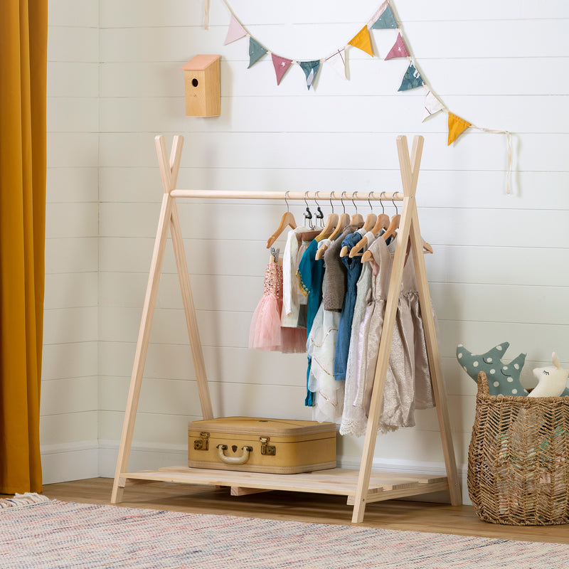 Garde-robe ouvert scandinave pour enfants Sweedi - Bois naturel