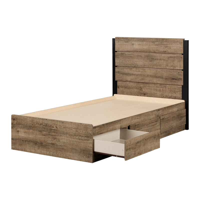 Ensemble lit matelot 3 tiroirs et tête de lit simple 39" Arlen - Chêne vieilli