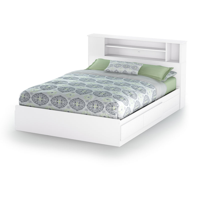 Ensemble lit matelot et tête de lit bibliothèque queen 60" Vito - Blanc solide