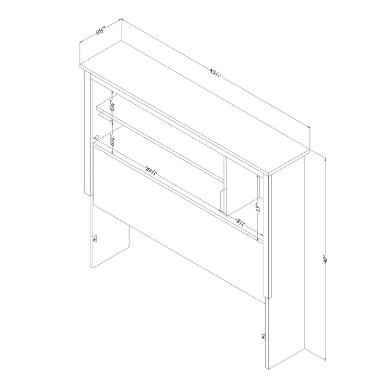 Tête de lit bibliothèque simple 39" Vito-Blanc solide