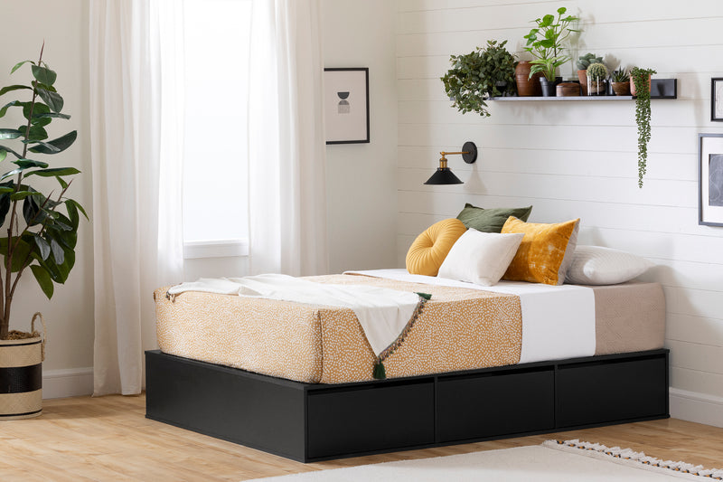 Lit plateforme 6 tiroirs queen 60" Fusion - Noir solide