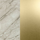 Chariot bar avec rangement à bouteilles et verres à vin Maliza - Faux marbre carrara et Doré