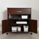 Rangement à imprimante sur roulettes Axess - Cerisier royal