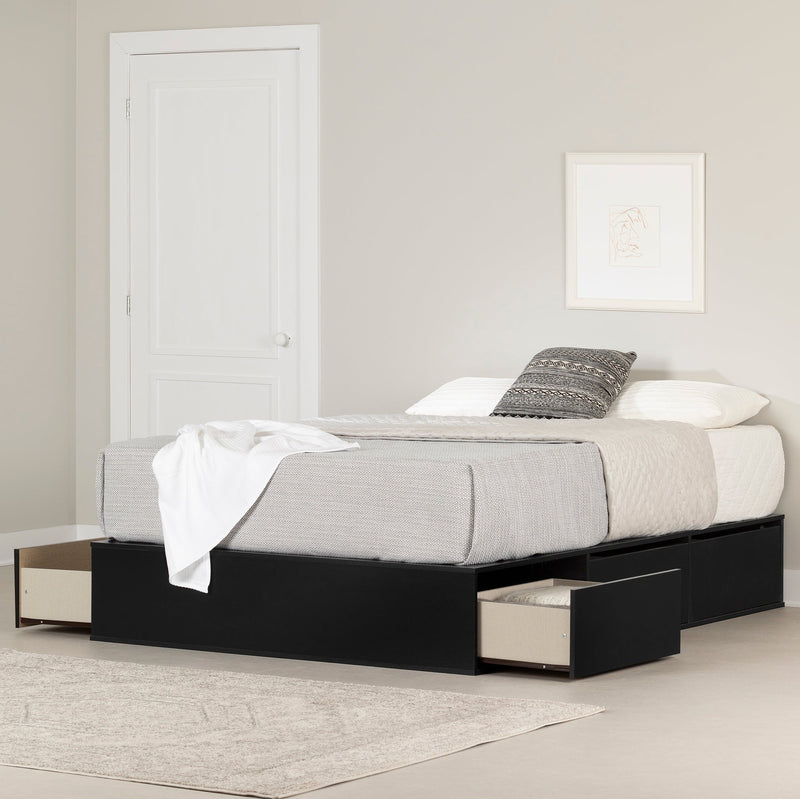 Lit plateforme 6 tiroirs queen 60" Fusion - Noir solide