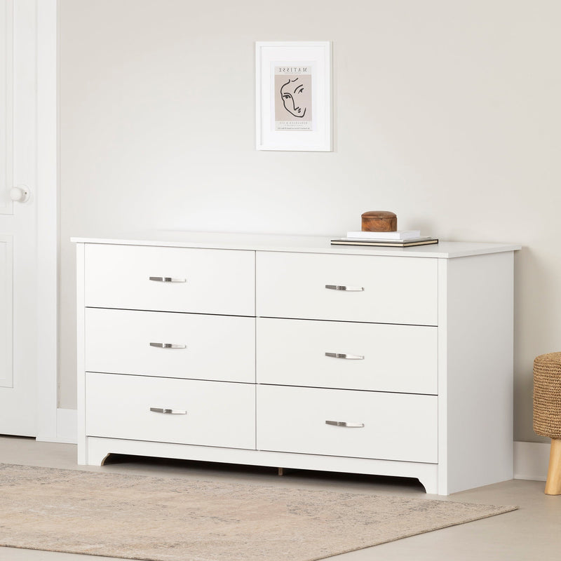 Bureau double 6 tiroirs Fusion - Blanc solide