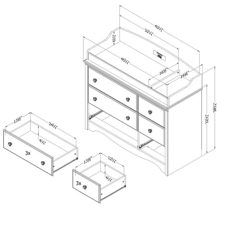 Angel - 6-Drawer Changing Table -- Pure White