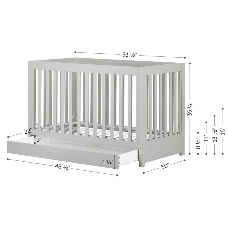 Crib with Drawer  Cookie Soft Gray 12310