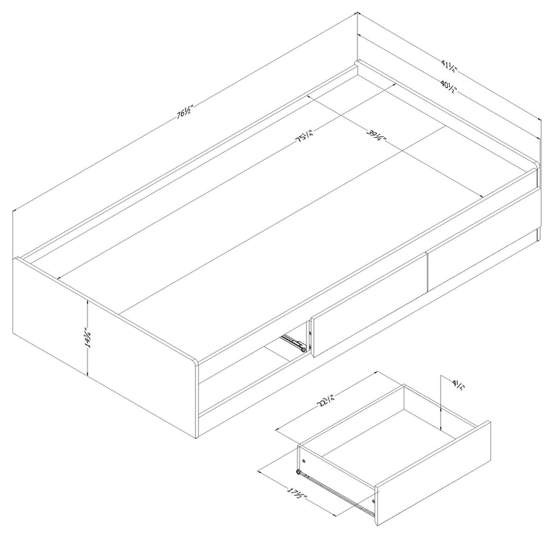 Lit matelot 39" Yodi -Noyer naturel