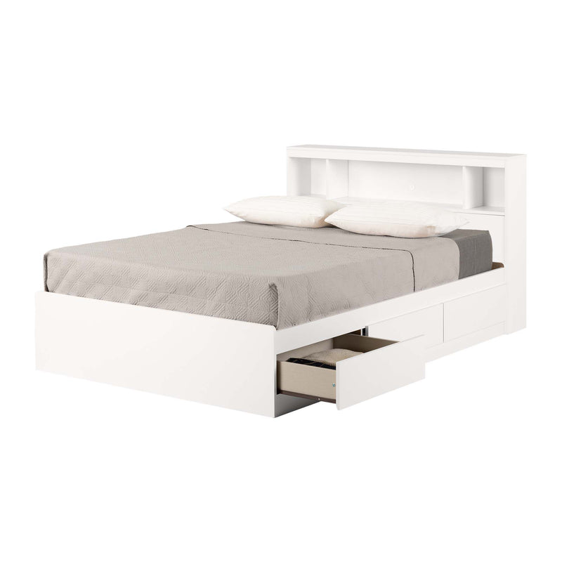 Ensemble lit matelot et tête de lit bibliothèque double 54" Fusion - Blanc solide