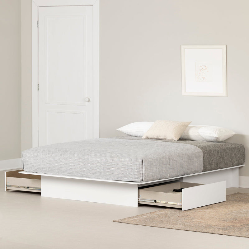 Fusion 2-Drawer / Queen Platform Bed - White