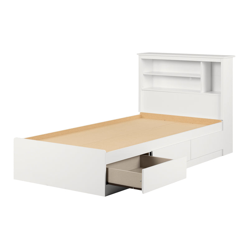 Mates Bed With Bookcase Headboard Set Simple 39'' Vito Pure White 