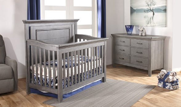 Como Flat Top Forever crib and double dresser Distressed Granite
