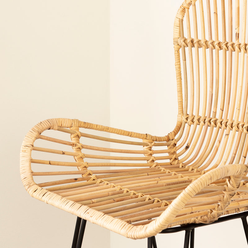 Lot de 2 chaises en rotin avec accoudoirs Balka - Rotin et noir