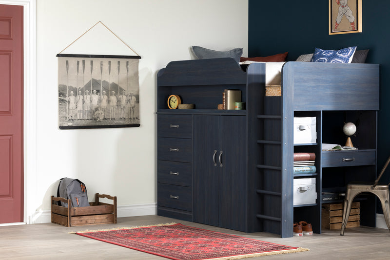 Ulysses loft bed with desk - Blueberry