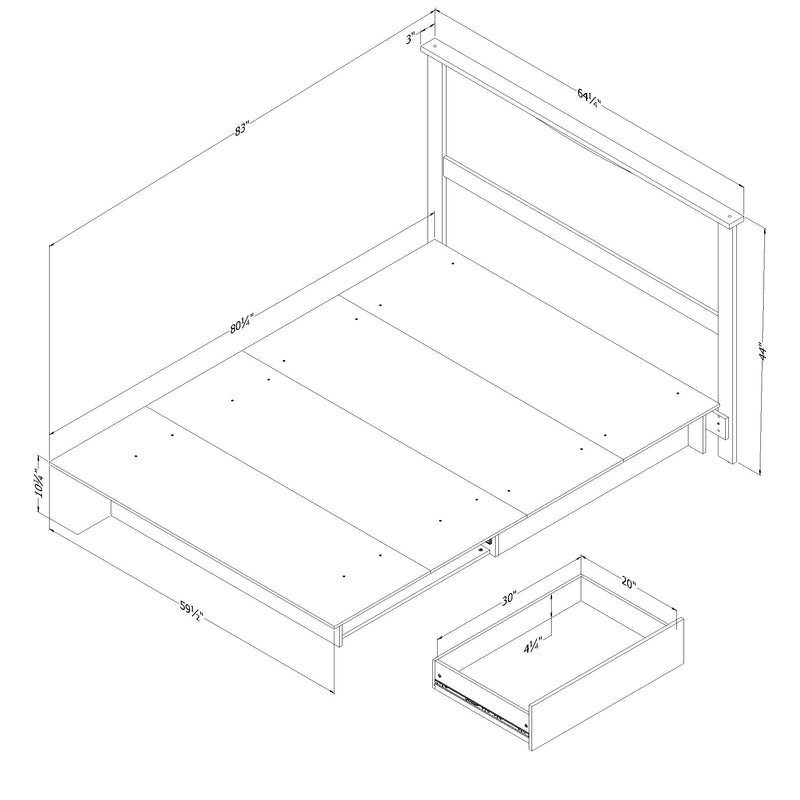 Ensemble lit plateforme et tête de lit double/queen 54"/60"Step One - Noir solide