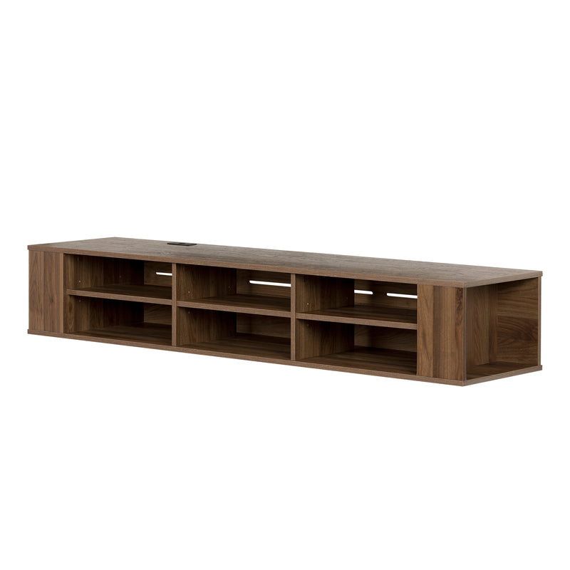 Console média murale 66" City Life - Noyer naturel