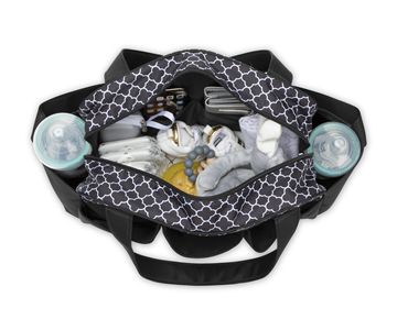 Camellia 4 Piece Tote Style Diaper Bag- Pattern: Black and White