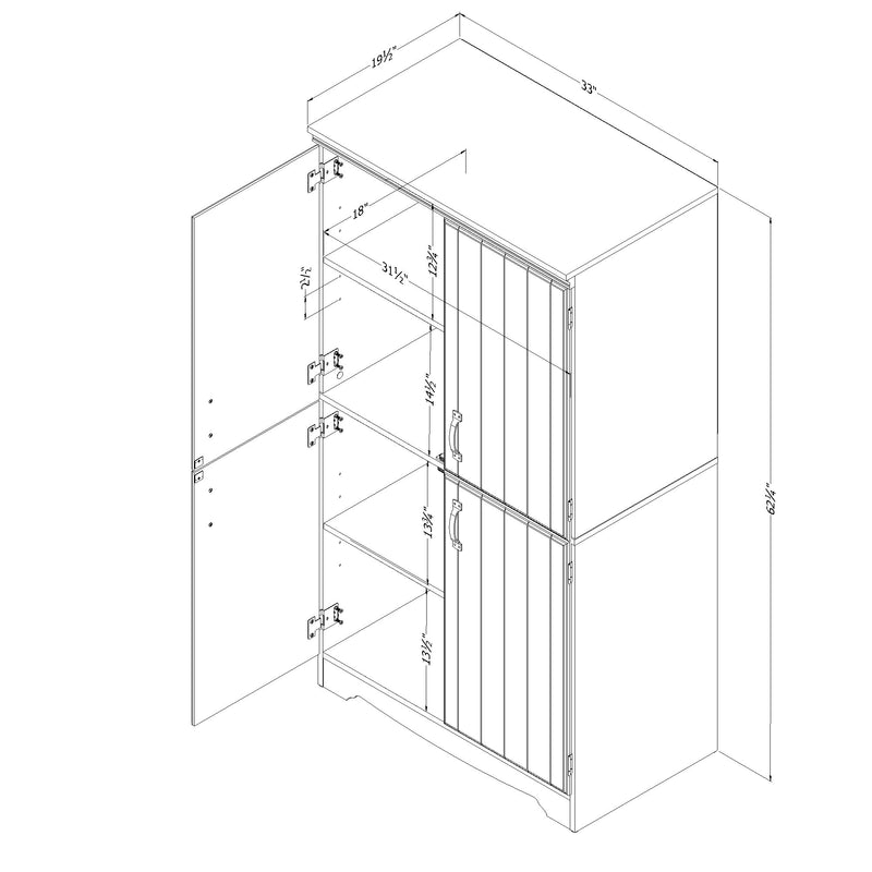 Armoire de rangement avec 4 portes Farnel - Blanc solide