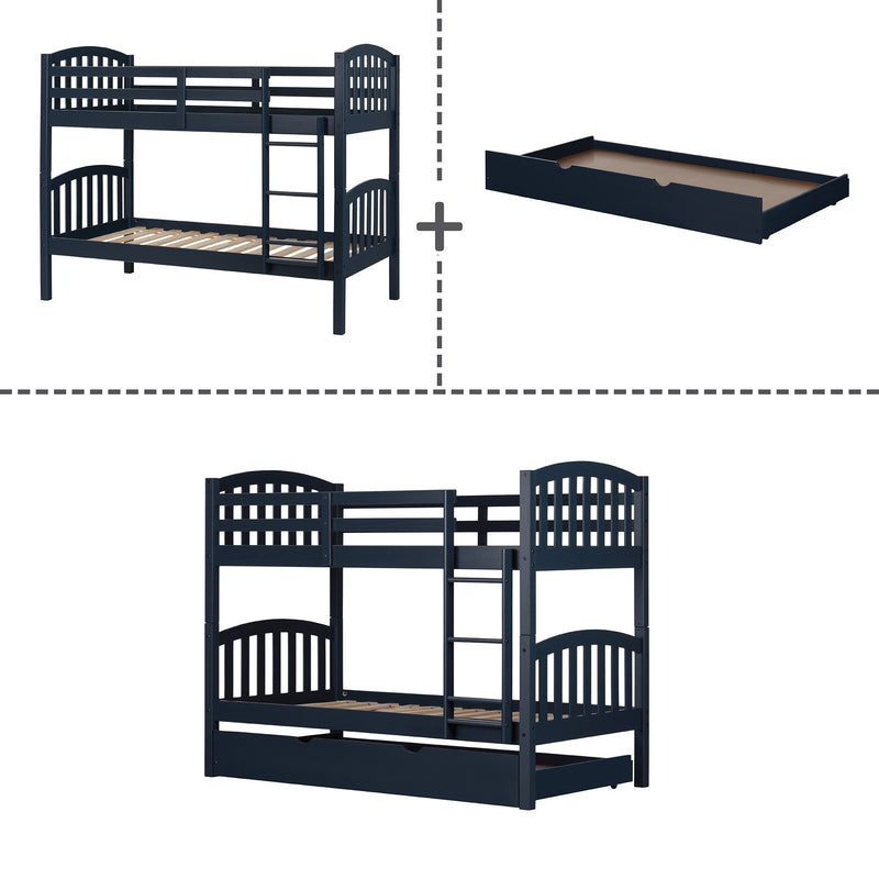 Ulysses - Bunk beds with trundle bed 39'' / 39" - Blue