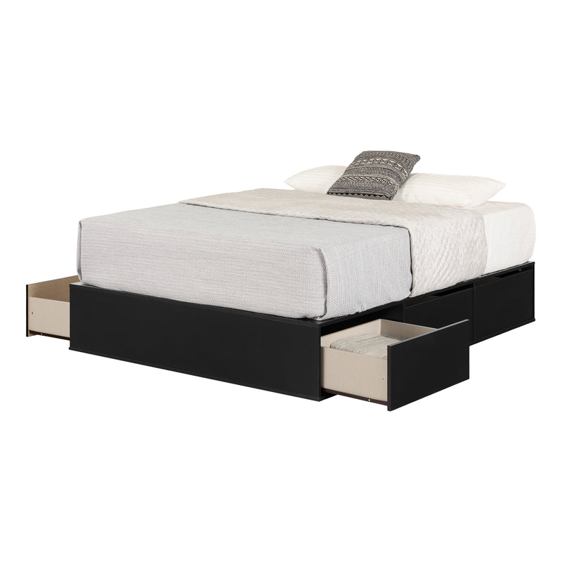Lit plateforme 6 tiroirs queen 60" Fusion - Noir solide