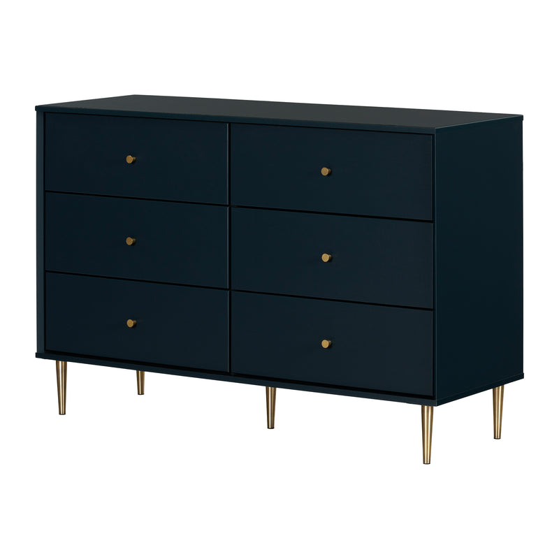 Bureau double 6 tiroirs Dylane - Bleu marin