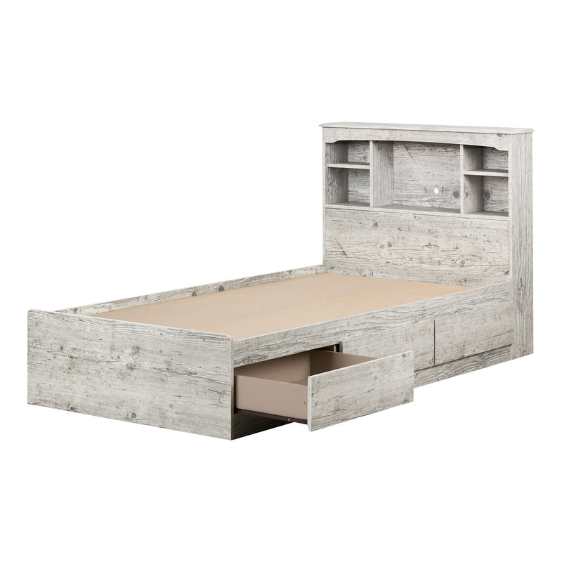 Ensemble lit matelot et tête de lit bibliothèque simple 39" Aviron - Pin bord de mer
