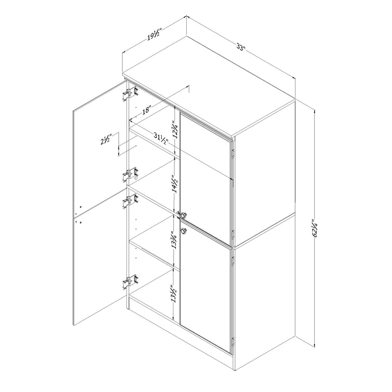 Armoire de rangement 4 portes Morgan - Cerisier royal