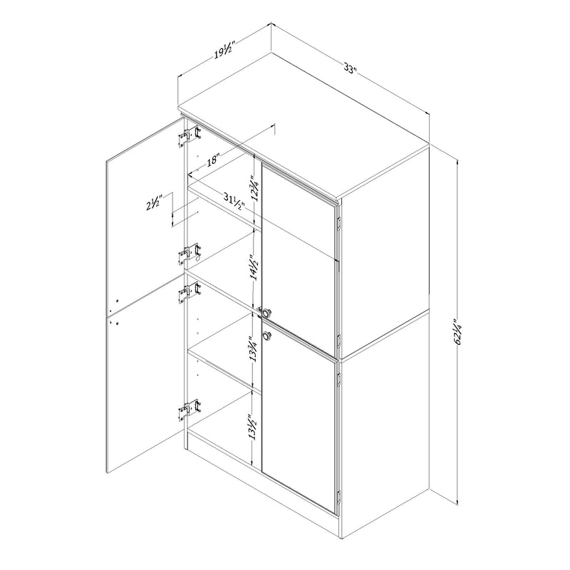 Armoire de rangement 4 portes Morgan - Cerisier royal