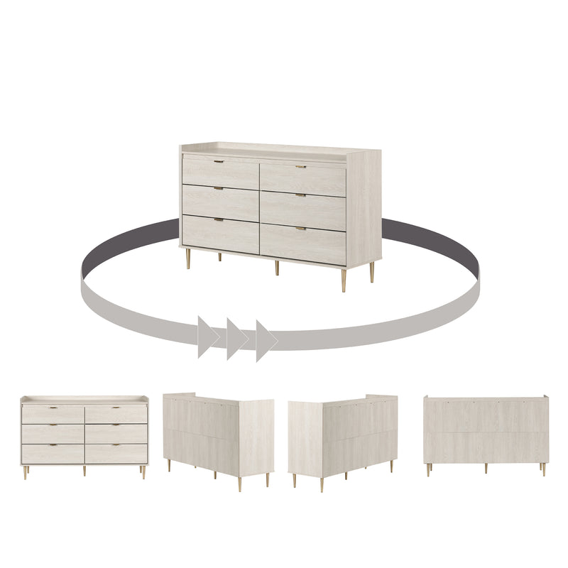 Hype 6-Drawer Double Dresser - Winter Oak