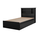 Ensemble lit matelot avec tête de lit bibliothèque simple 39" Vito - Noir solide