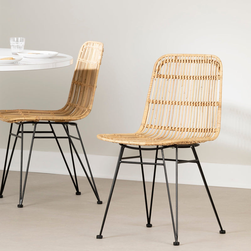 Lot de 2 chaises en rotin Balka - Rotin et noir