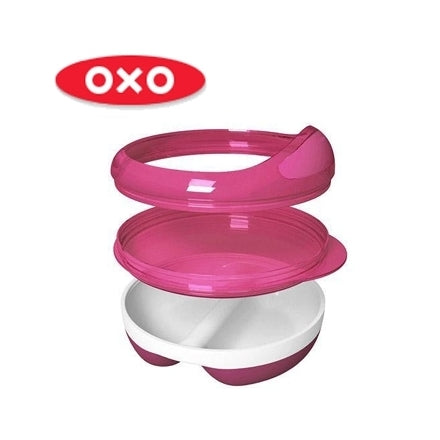 Divided Feeding Dish with Removable Ring - Pink