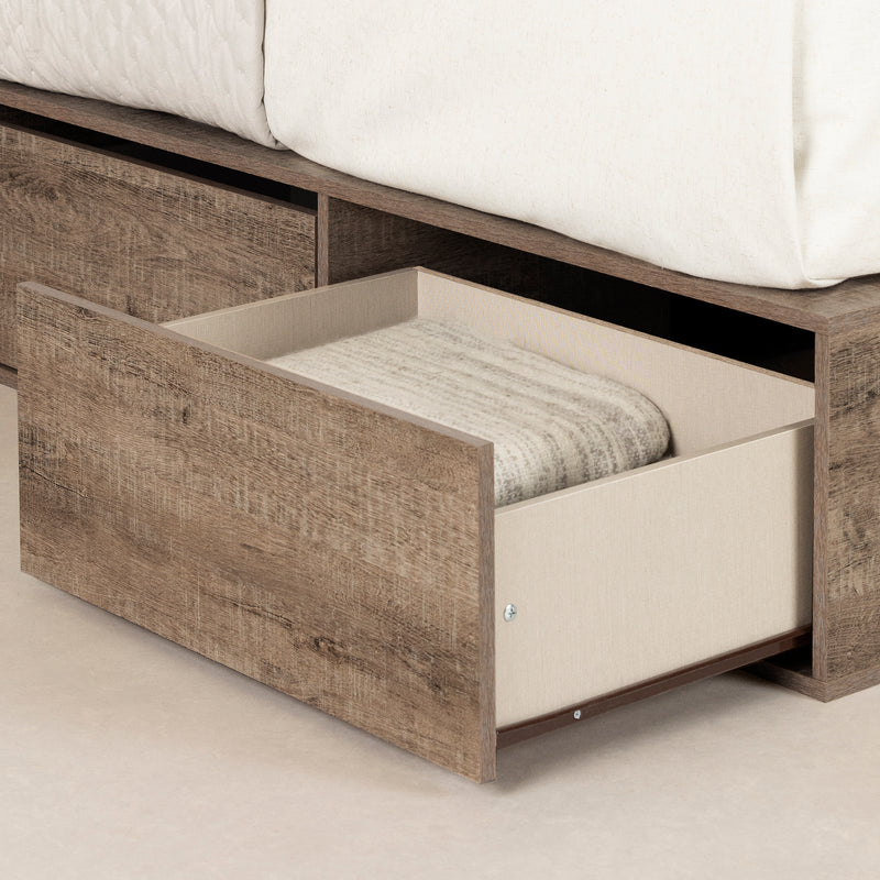 Lit plateforme 6 tiroirs queen 60" Fusion - Chêne vieilli