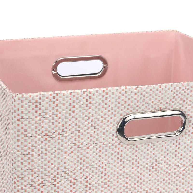 Panier de rangement - Rose et blanc