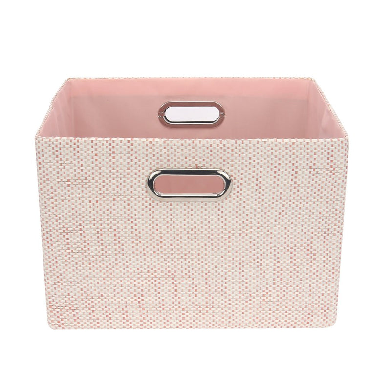 Panier de rangement - Rose et blanc