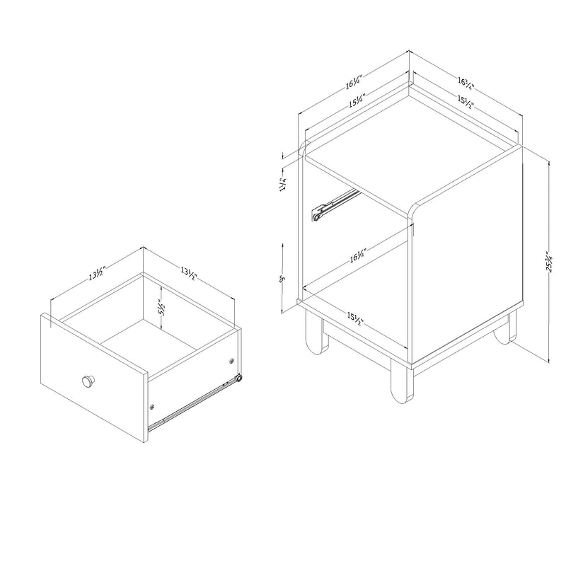 Table de chevet Bebble-Gris clair et Blanc