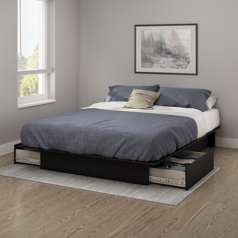 Lit plateforme double/queen 54"/60" Step One - Noir solide