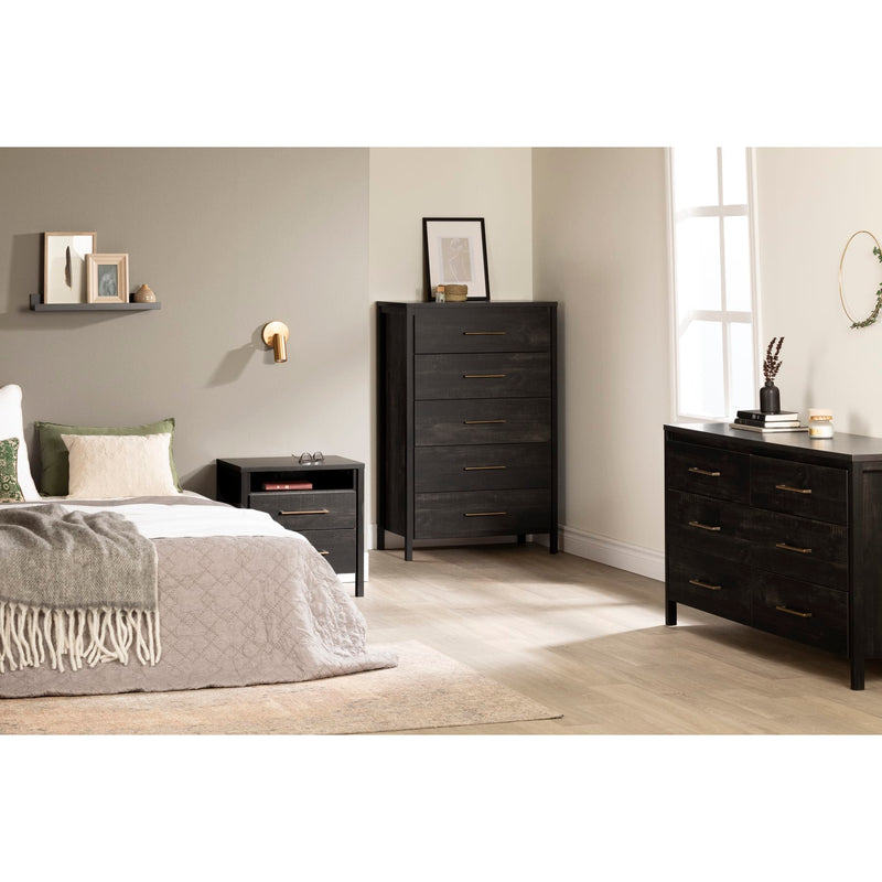 Bureau double 6 tiroirs Gravity - Noir antique