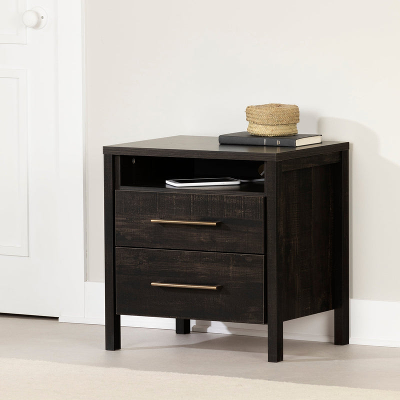 Gravity 2-Drawer Nightstand - Antique Black