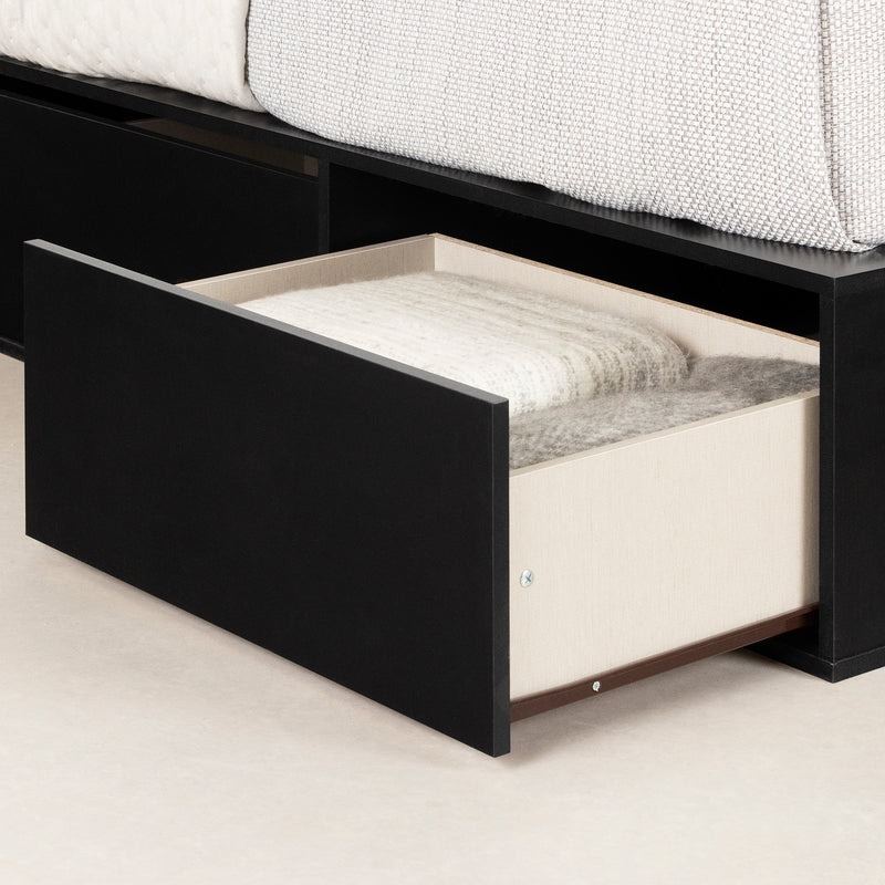 Lit plateforme 6 tiroirs queen 60" Fusion - Noir solide