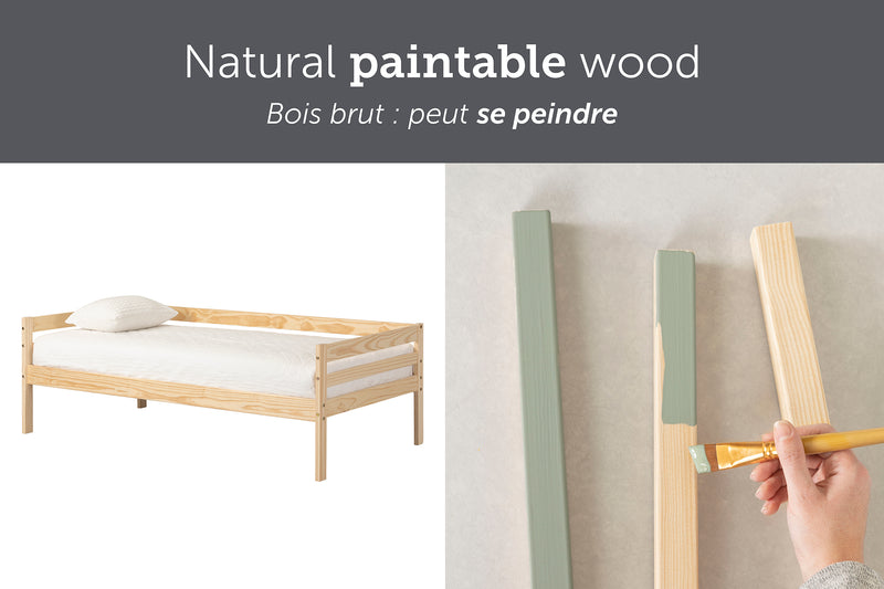 Lit de jour simple 39" Sweedi - Bois naturel