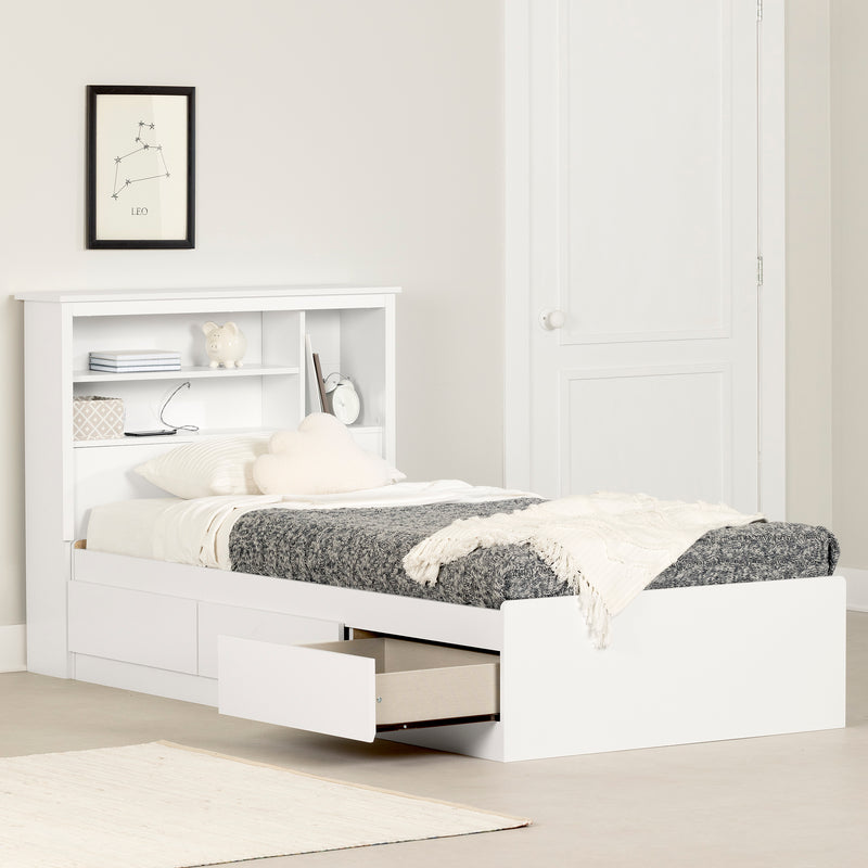 Mates Bed With Bookcase Headboard Set Simple 39'' Vito Pure White 