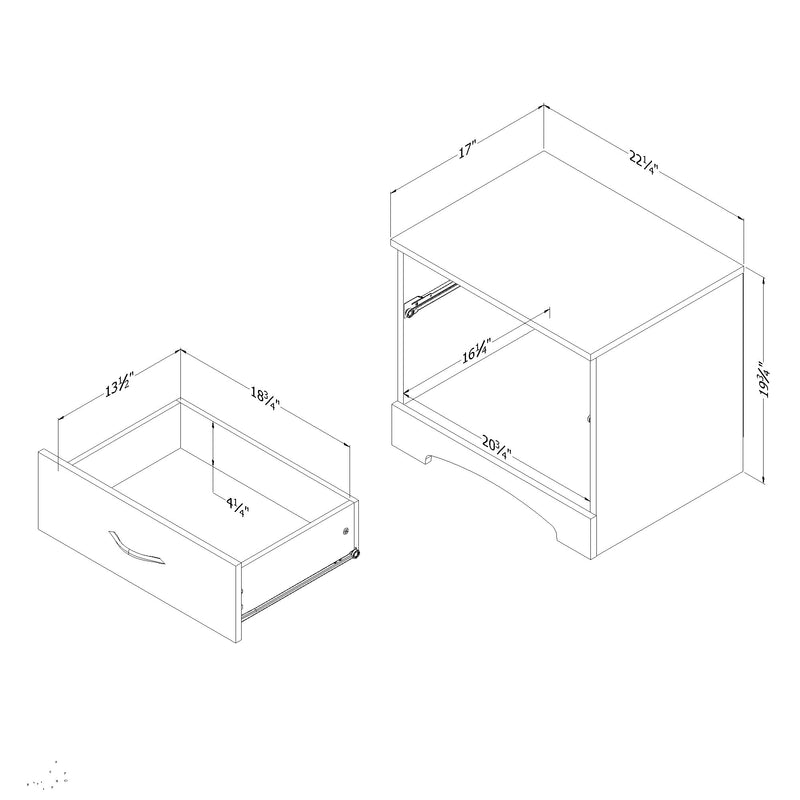 Table de chevet 1 tiroir Step One - Blanc solide
