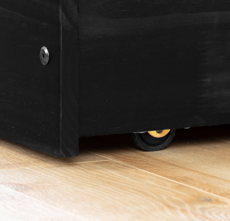 Lit superposé en bois massif avec lit gigogne 39"/39" - Noir mat