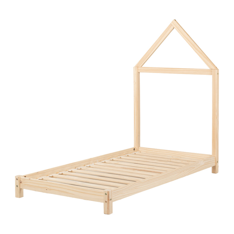 Lit avec tête de lit maison simple 39" Sweedi - Naturel