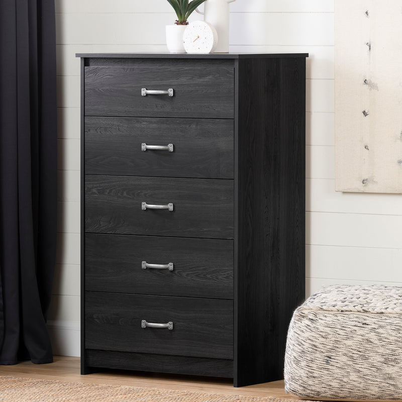 Commode 5 tiroirs Tassio-Chêne gris
