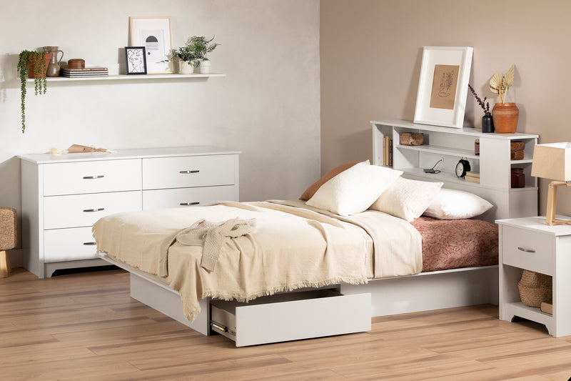 Fusion 2-Drawer / Queen Platform Bed - White