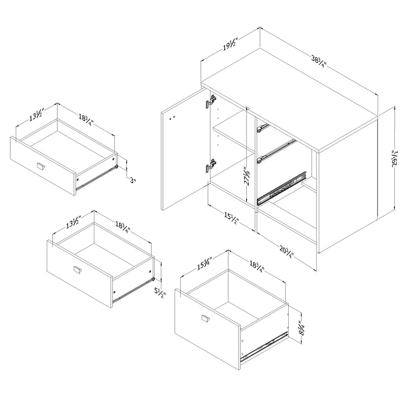 Meuble de rangement avec tiroir classeur Interface-Blanc solide
