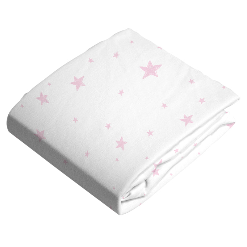 Drap contour pour lit de bébé - Étoile Rose